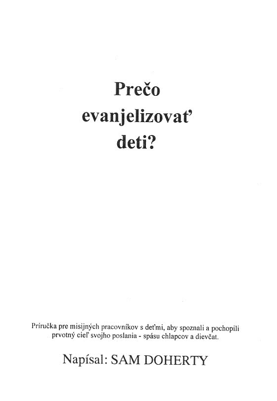 S. Doherty: Prečo evanjelizovať deti