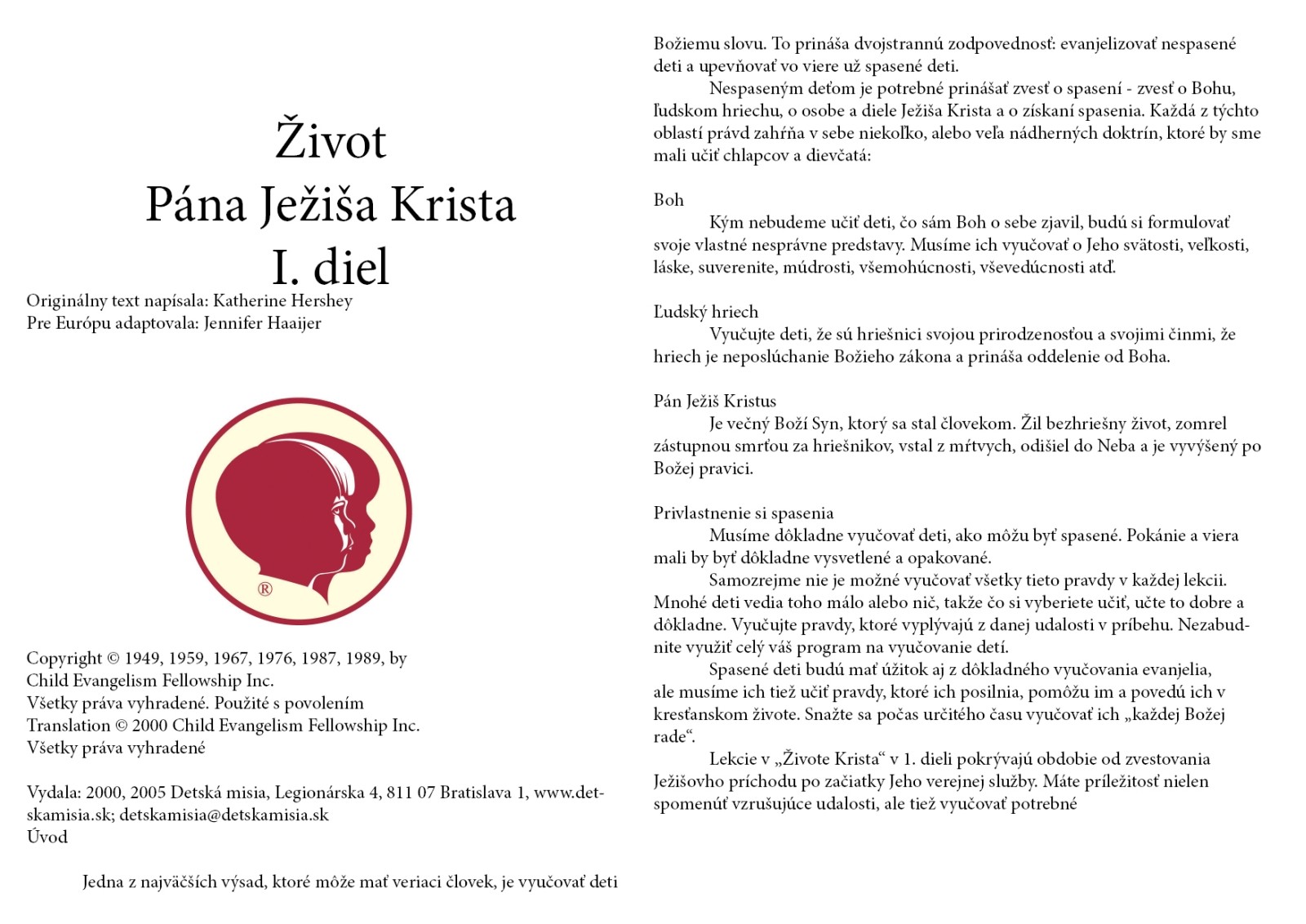 Život Pána Ježiša Krista I. - text
